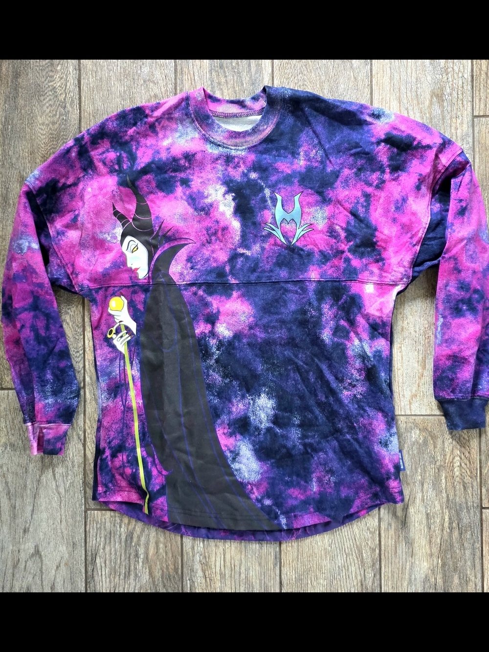 Disney World Park Maleficent Spirit Jersey Purple Pink Tie-Dye Long Sleeve XS